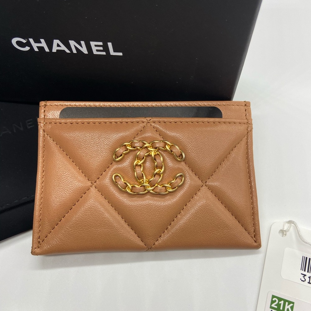 Caramel Chanel card holder. Brand new